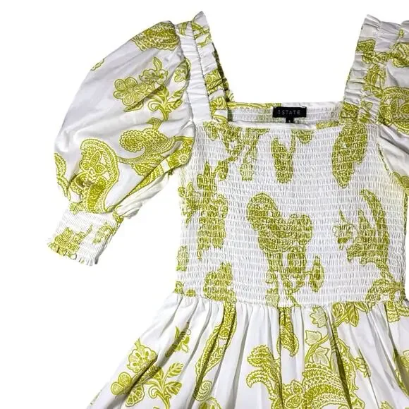 Revolve x 1State Puff Sleeve Smocked Paisley Mini Dress - S - Picture 3 of 5